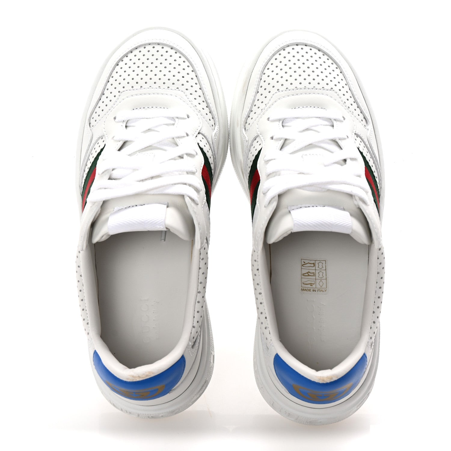 Calfskin Web Perforated Womens Platform 55mm Sneakers 38.5 White Bright Splash