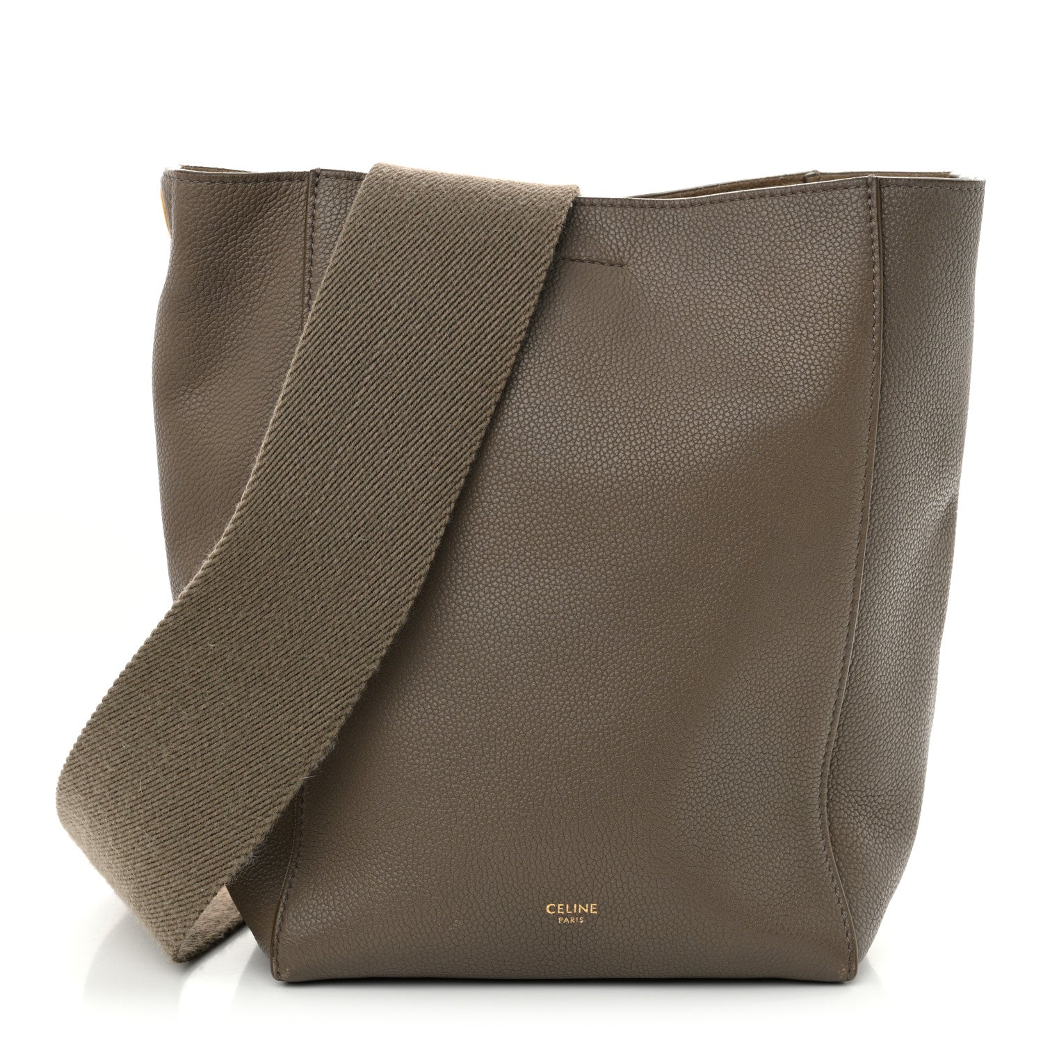 Soft Grained Calfskin Small Sangle Bucket Bag Taupe