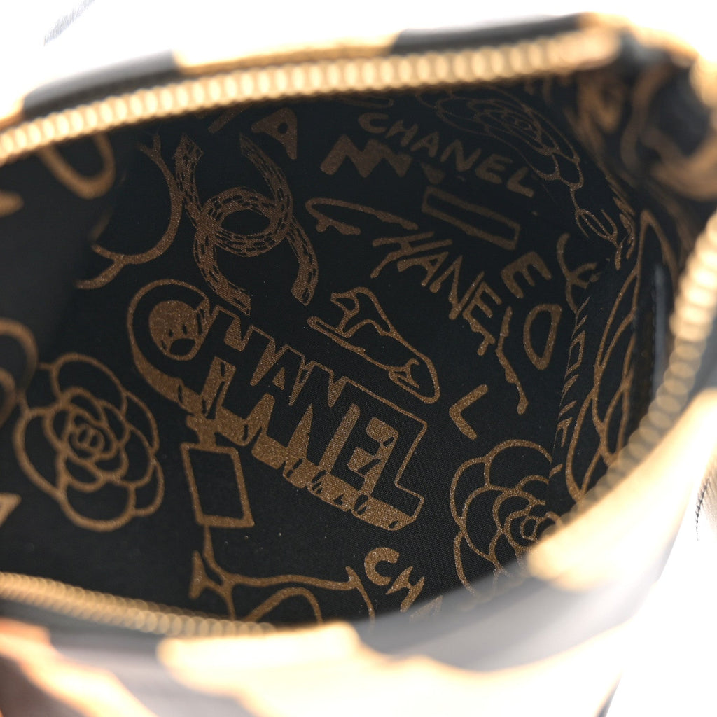 Metallic Lambskin CC Kheops Pyramid Bag Gold Black