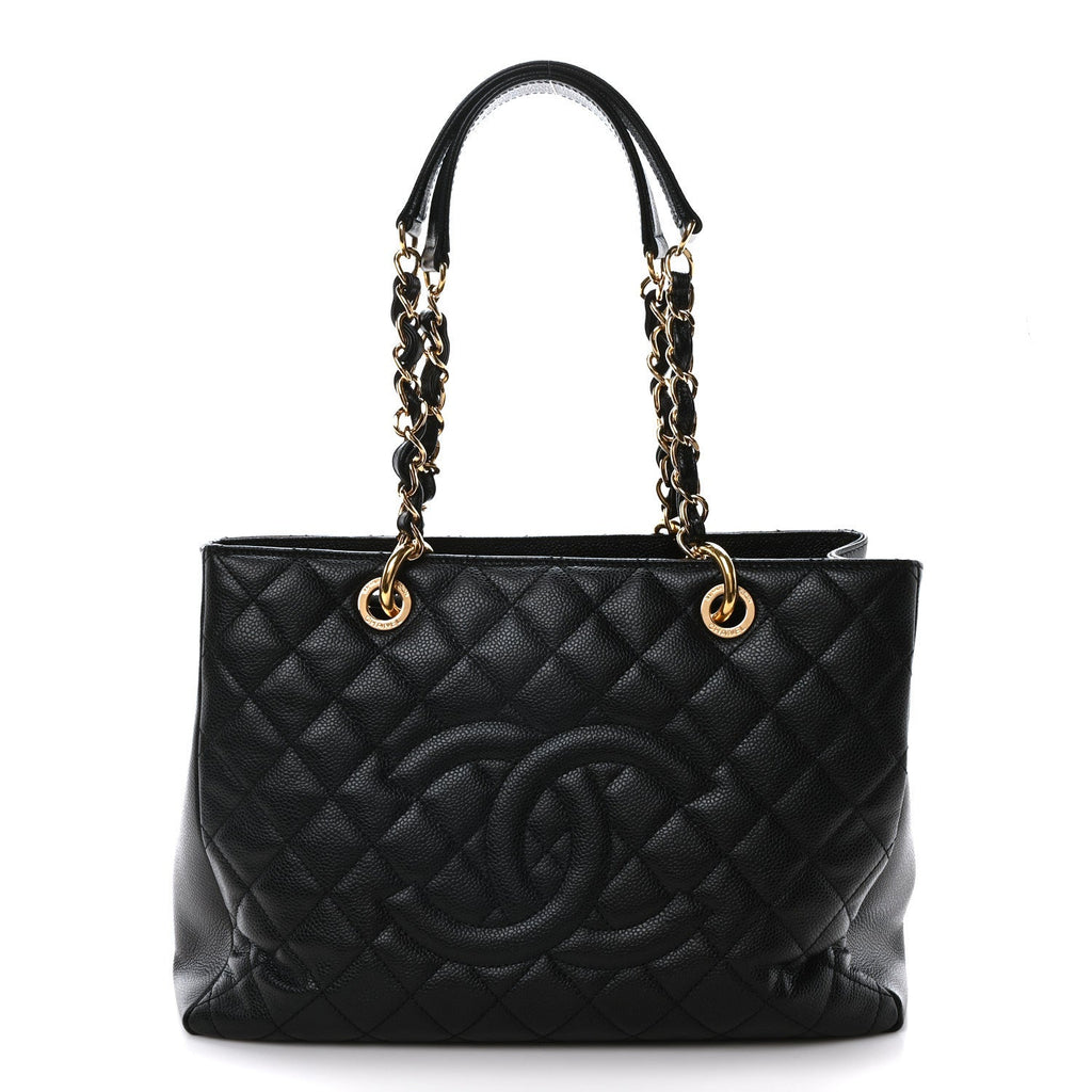 Caviar Quilted Grand Shopping Tote GST Black