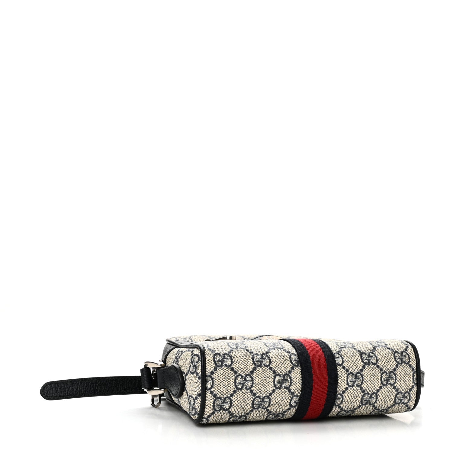 GG Supreme Monogram Textured Dollar Calfskin Web Mini Ophidia Shoulder Bag Beige Blue