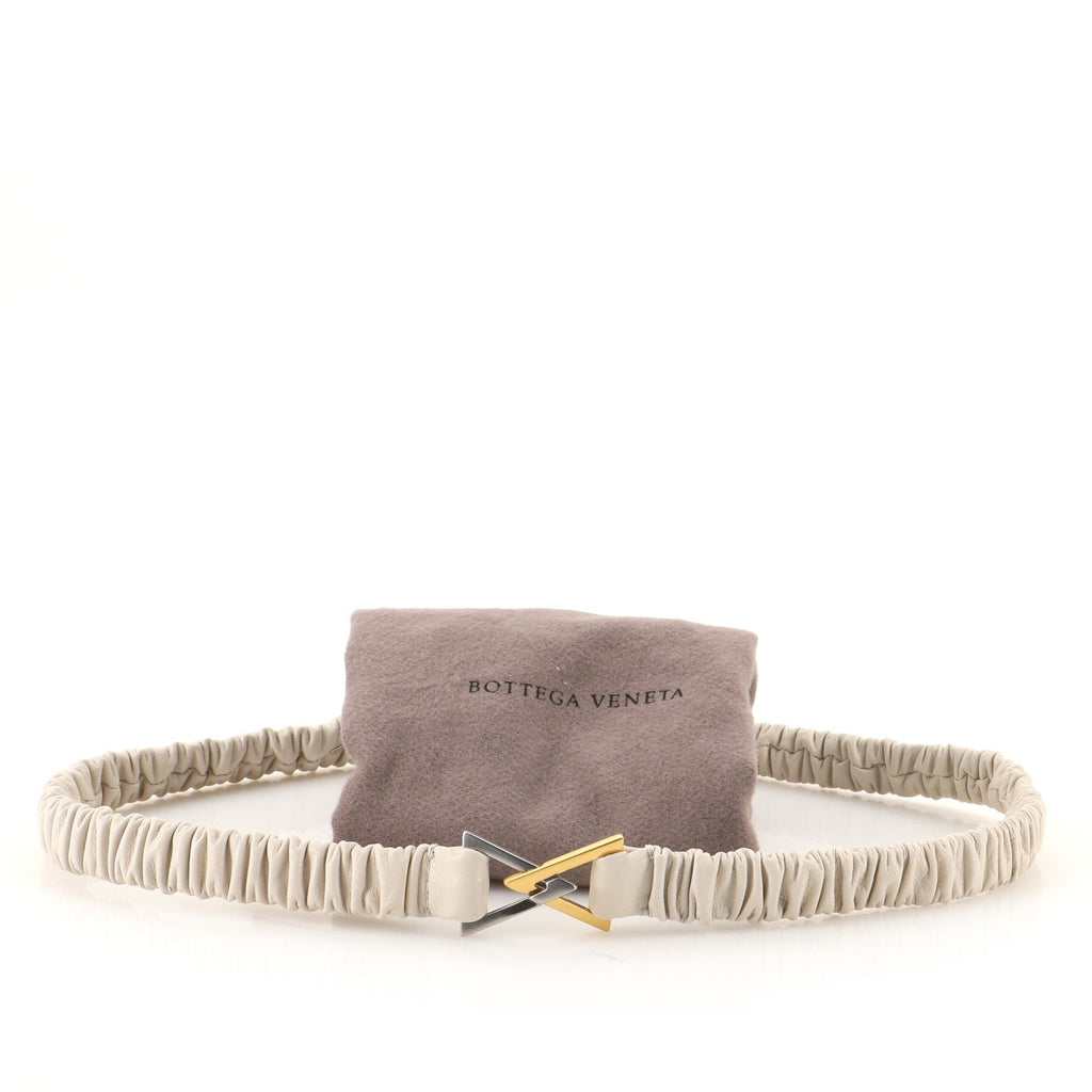 Ruched Double V Belt Leather Thin 65
