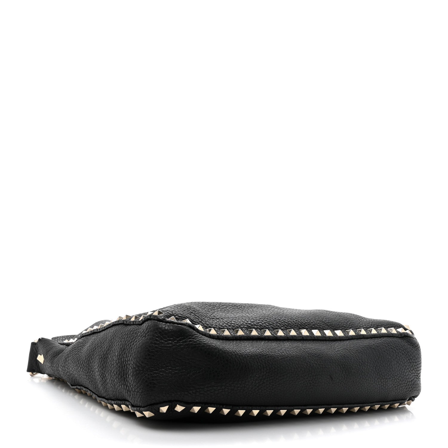 Pebbled Calfskin Small Rockstud Flip-Lock Messenger Bag Black