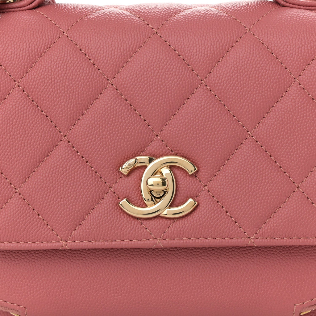 Caviar Quilted Small Business Affinity Flap Dark Pink