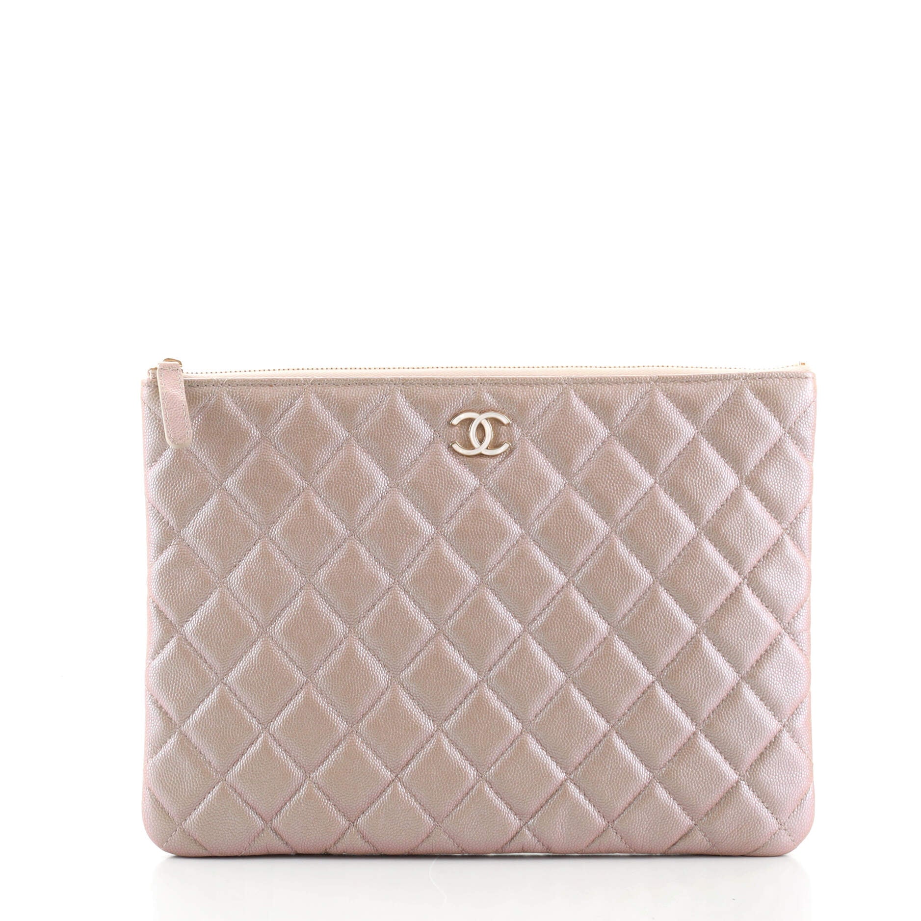 O Case Clutch Quilted Iridescent Caviar Medium
