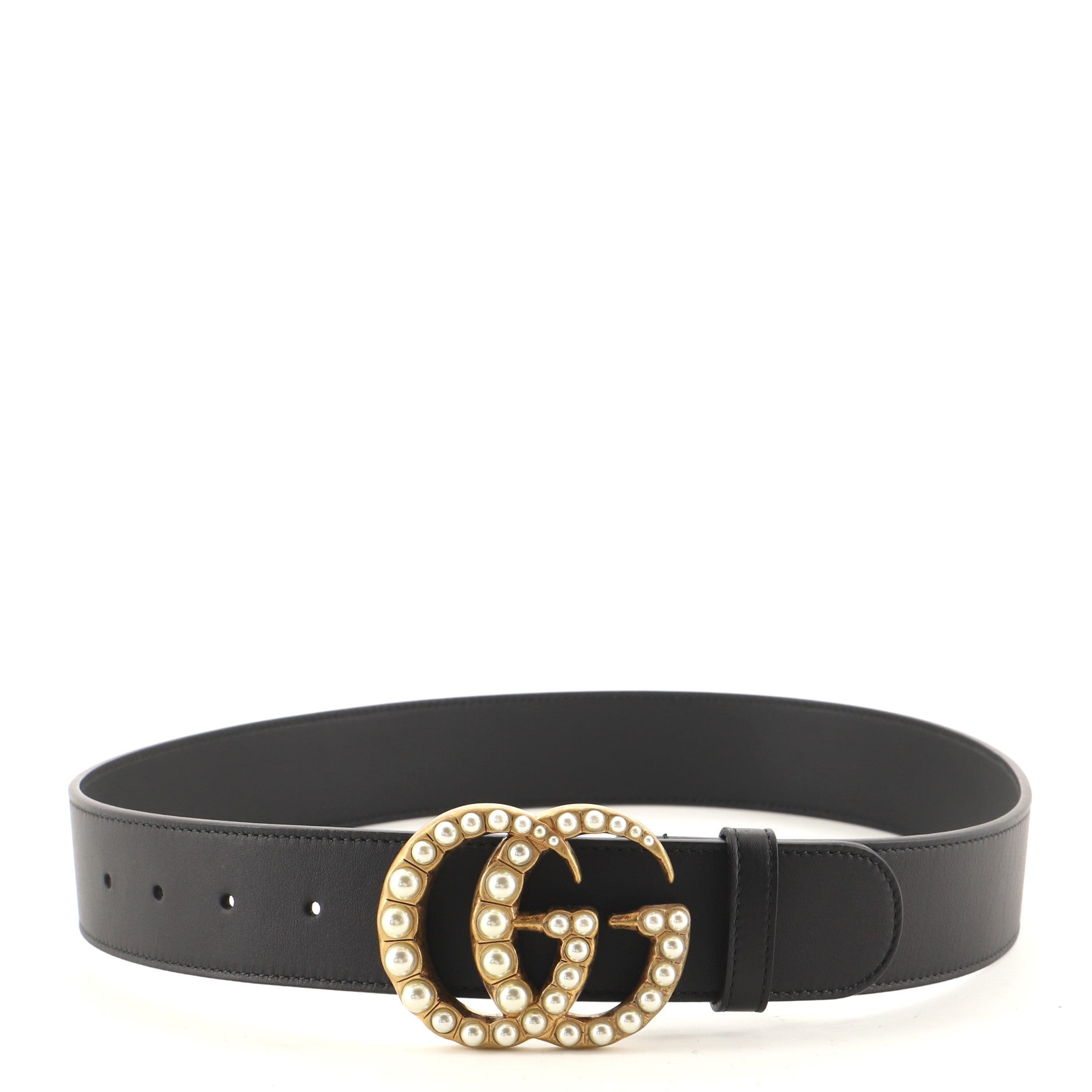 Pearly GG Marmont Belt Leather Wide 80
