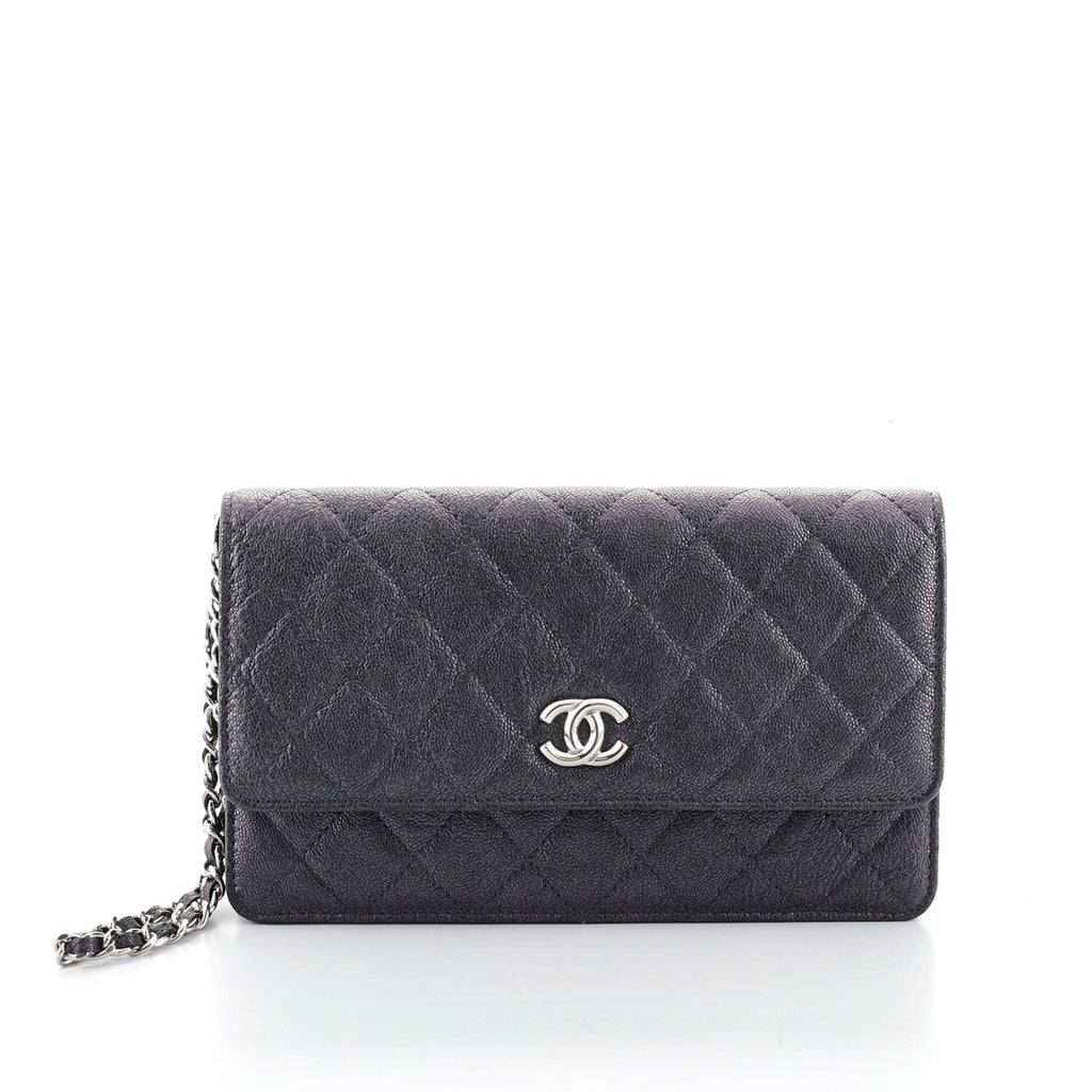 CC Flap Wristlet Clutch Quilted Iridescent Caviar
