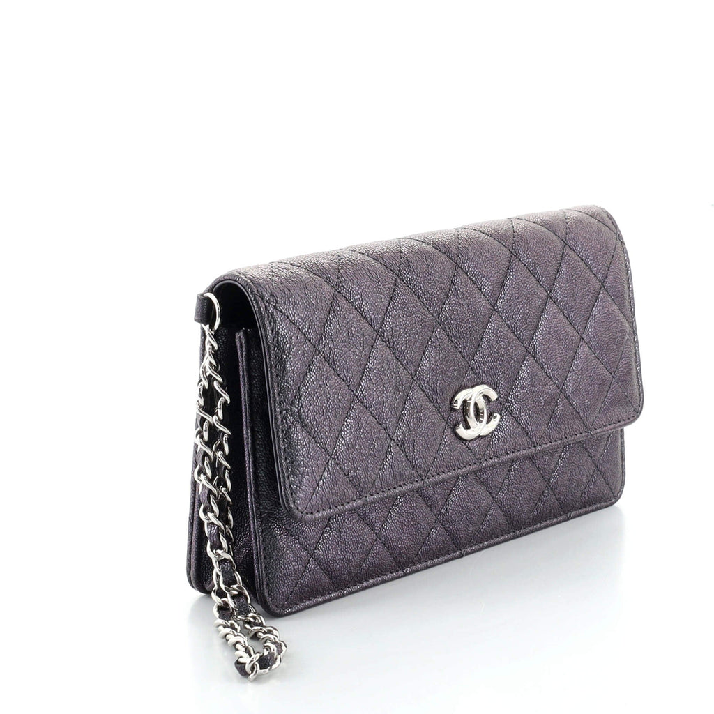 CC Flap Wristlet Clutch Quilted Iridescent Caviar