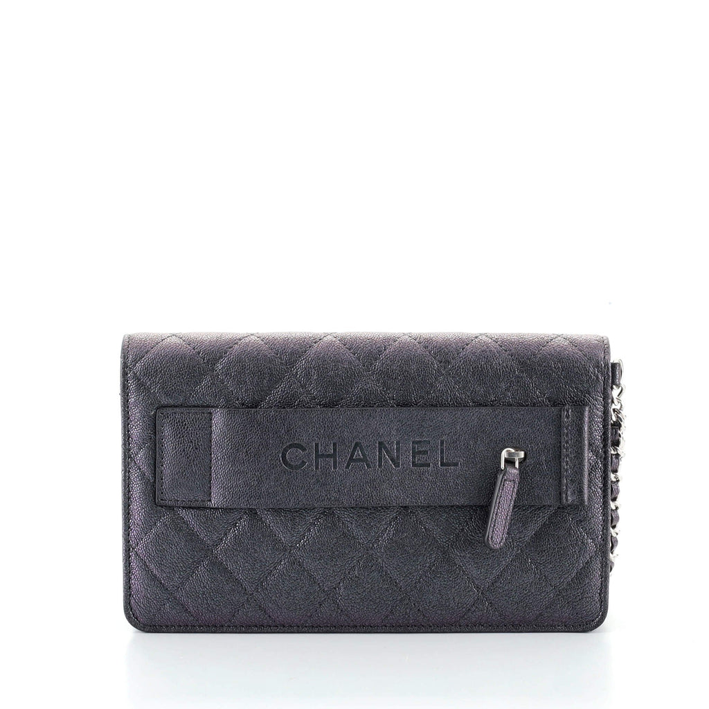 CC Flap Wristlet Clutch Quilted Iridescent Caviar