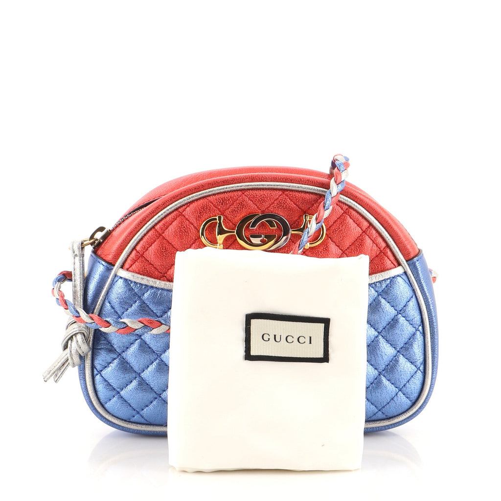 Trapuntata Camera Shoulder Bag Quilted Laminated Leather Mini