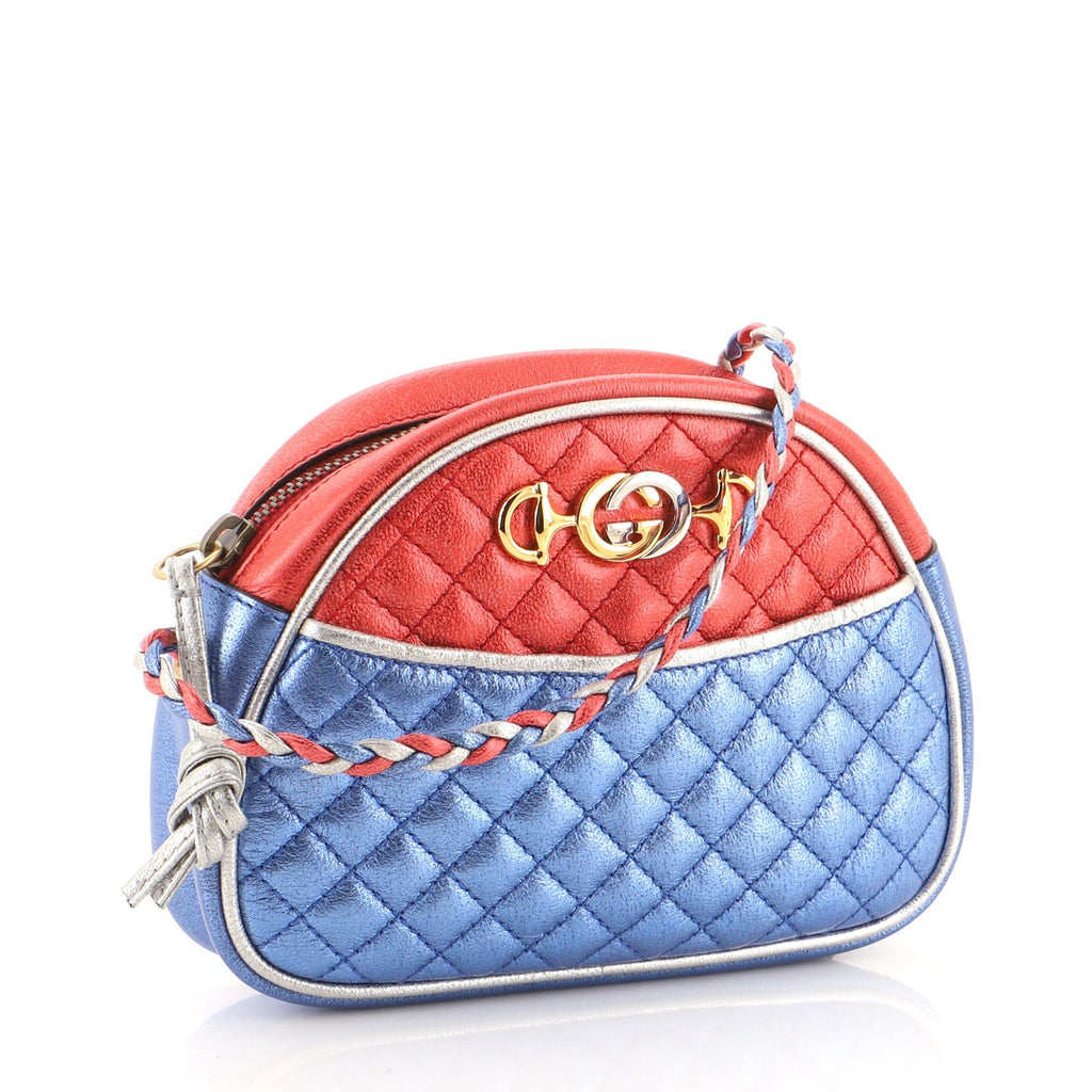 Trapuntata Camera Shoulder Bag Quilted Laminated Leather Mini