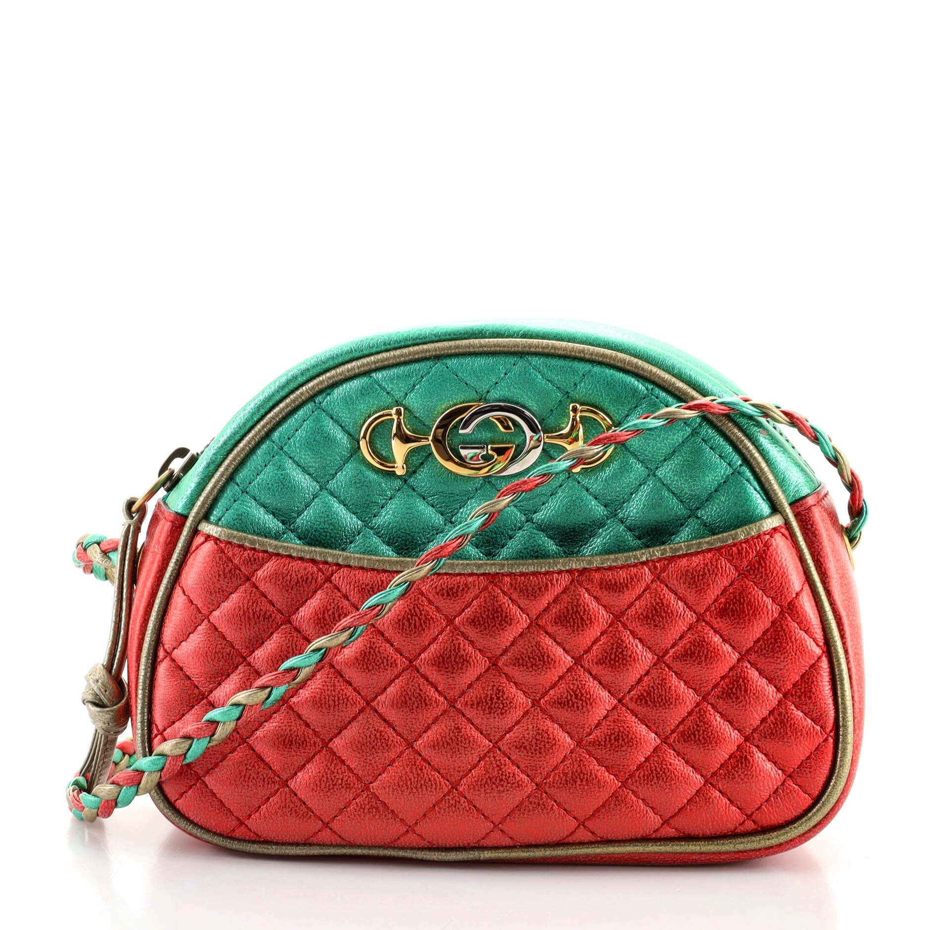 Trapuntata Camera Shoulder Bag Quilted Laminated Leather Mini