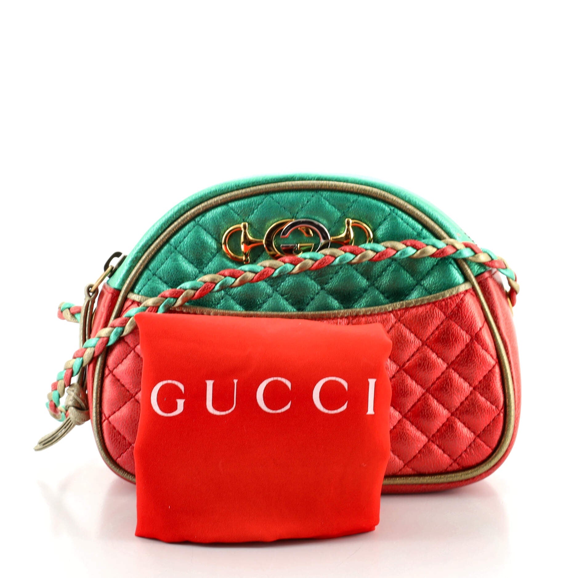 Trapuntata Camera Shoulder Bag Quilted Laminated Leather Mini