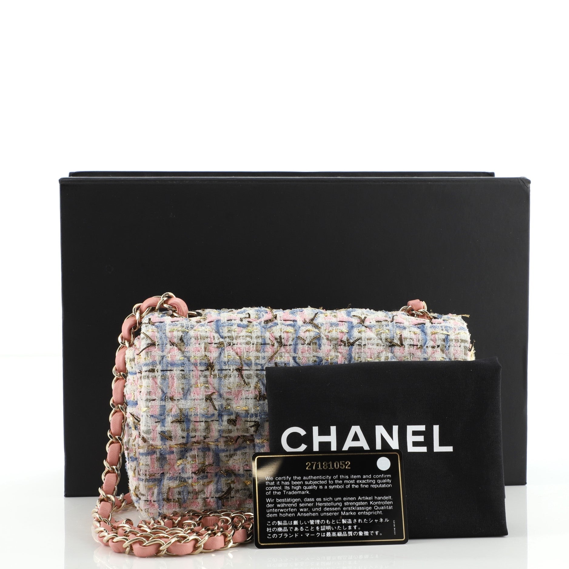 Classic Single Flap Bag Quilted Tweed and Ribbon Mini