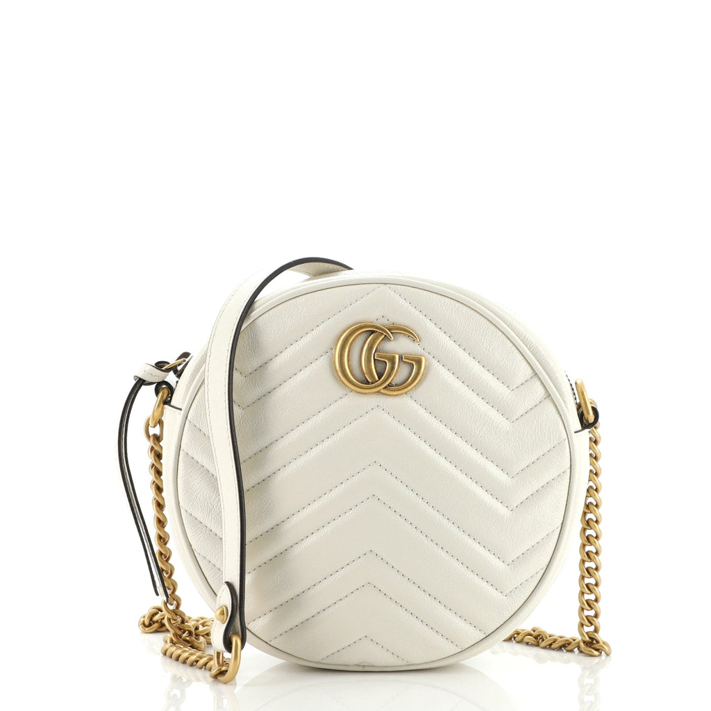 GG Marmont Round Shoulder Bag Matelasse Leather Mini