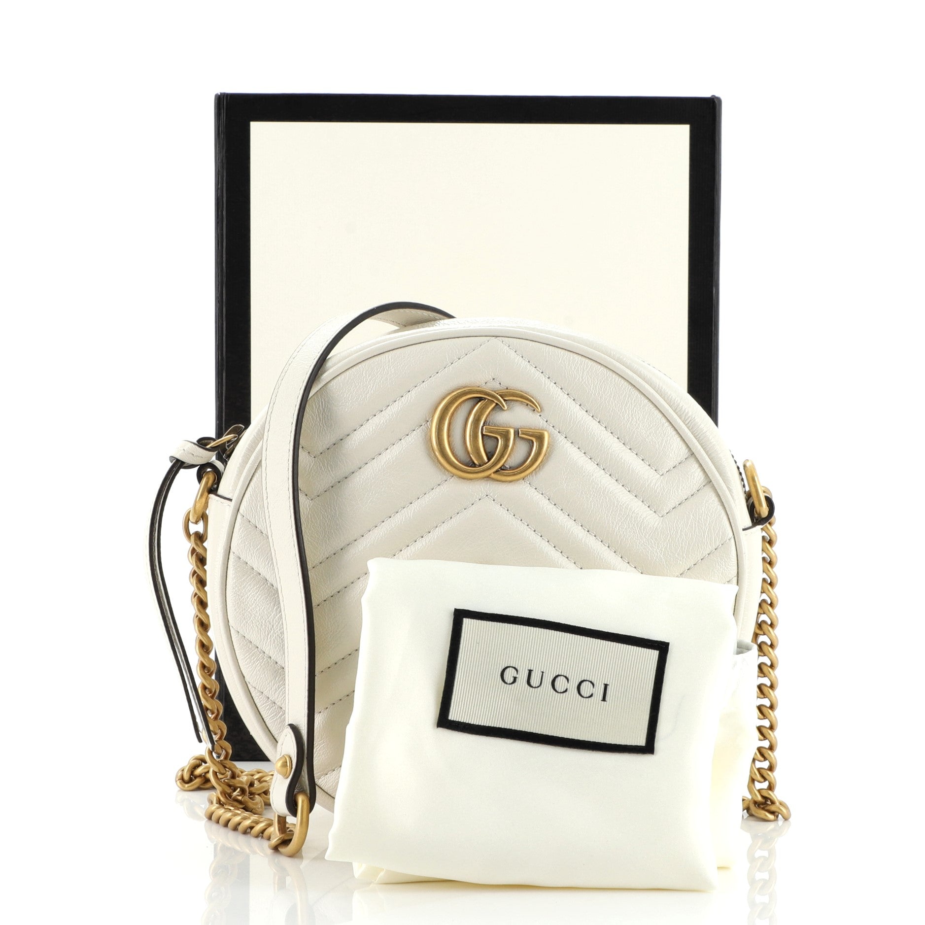 GG Marmont Round Shoulder Bag Matelasse Leather Mini