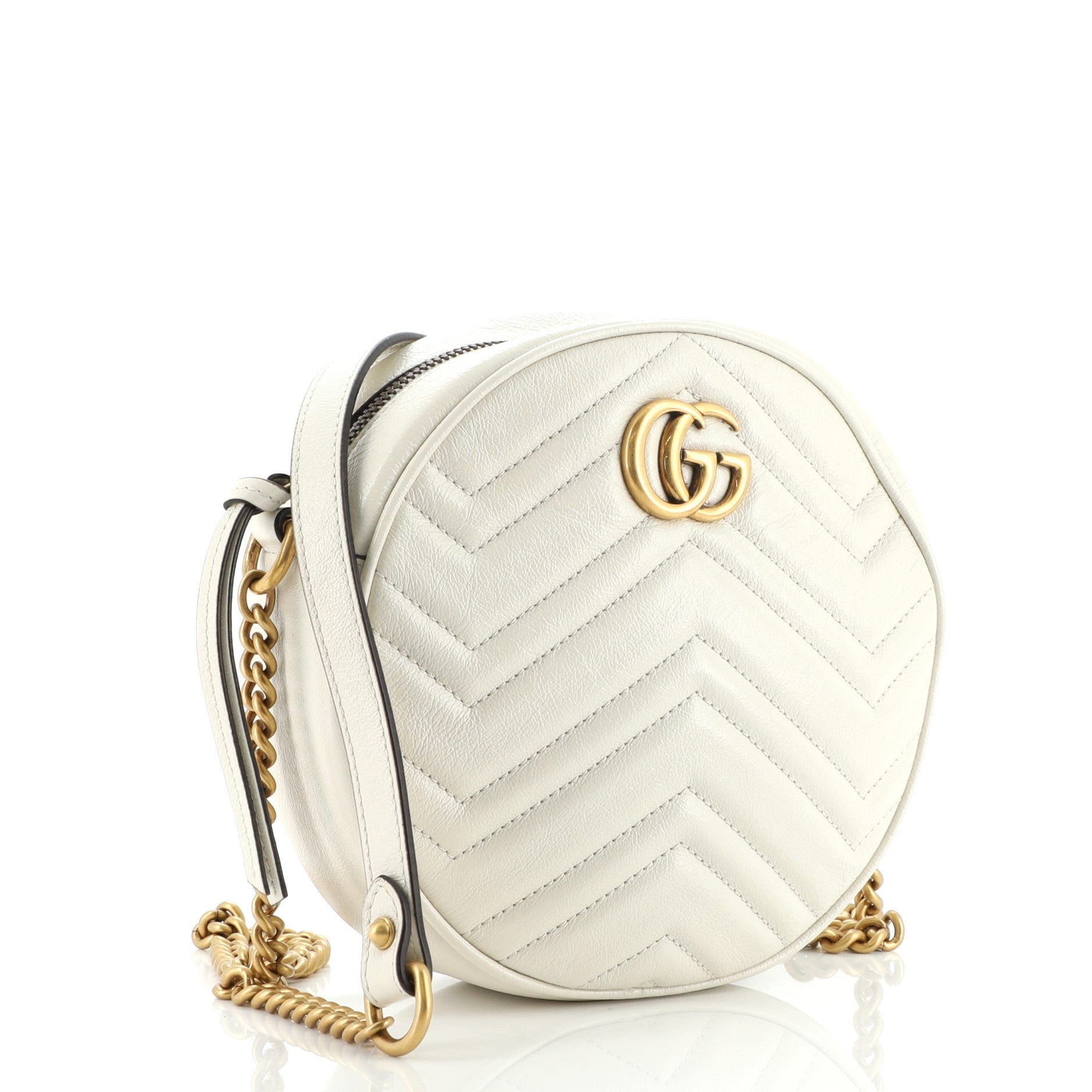 GG Marmont Round Shoulder Bag Matelasse Leather Mini