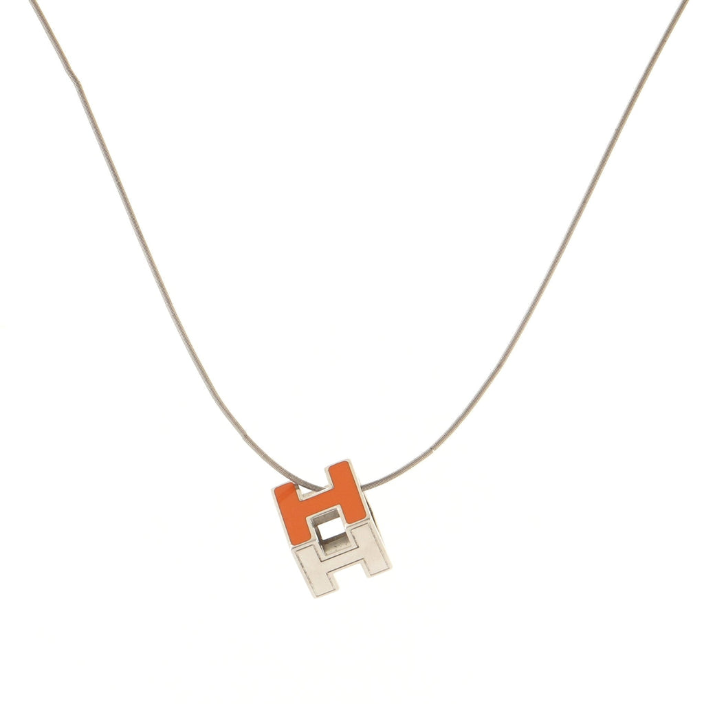 Cage d'H Pendant Necklace Metal with Enamel
