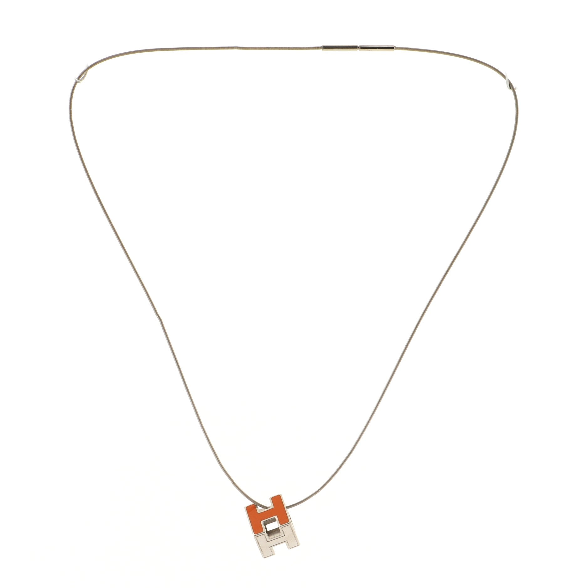 Cage d'H Pendant Necklace Metal with Enamel