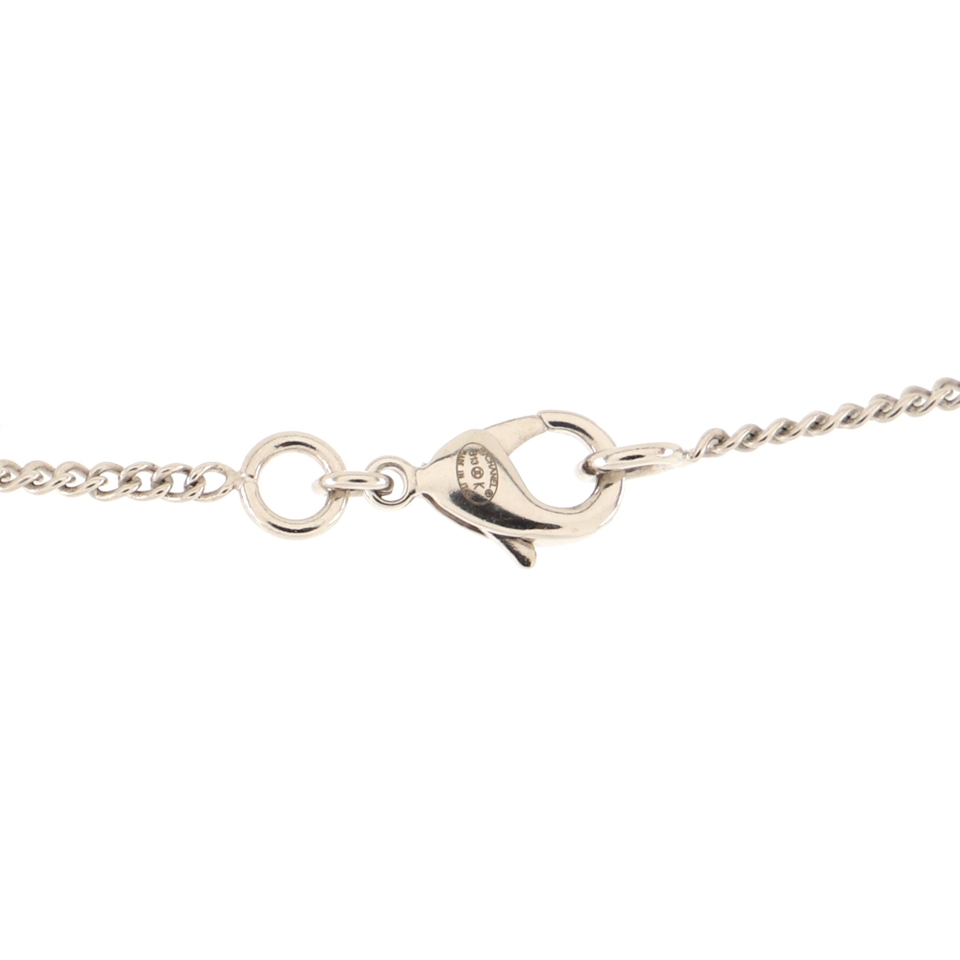CC Clover Pearl Drop Pendant Necklace Metal and Faux Pearl