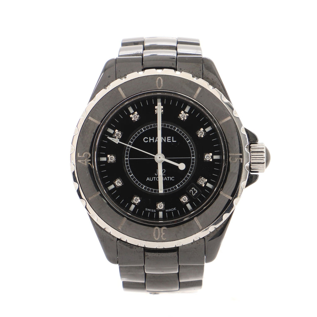 J12 Automatic Watch Ceramic and Stainless Steel with Diamond Markers 38