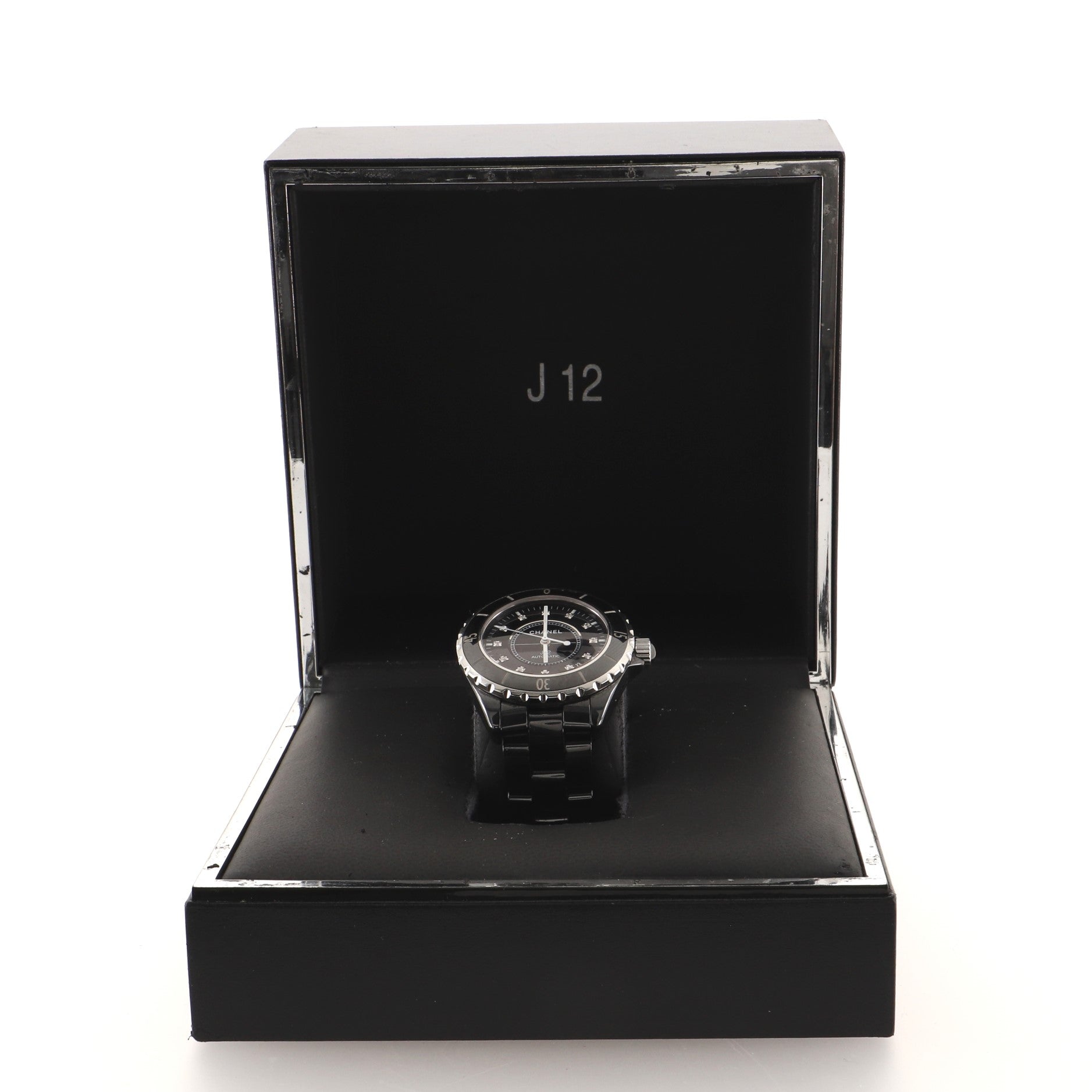 J12 Automatic Watch Ceramic and Stainless Steel with Diamond Markers 38