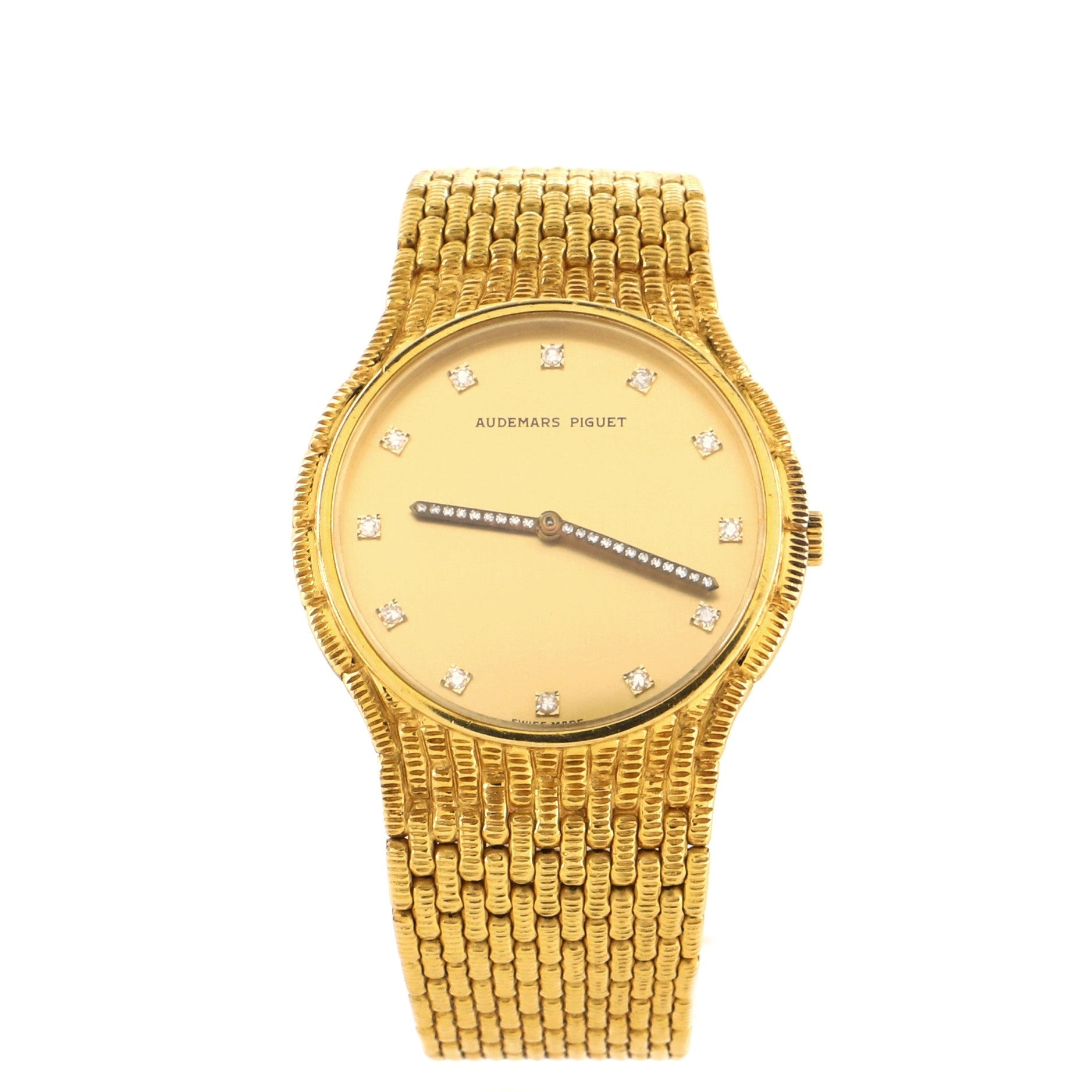 Cobra Round Quartz Watch Yellow Gold with Diamond Markers and Hands 30