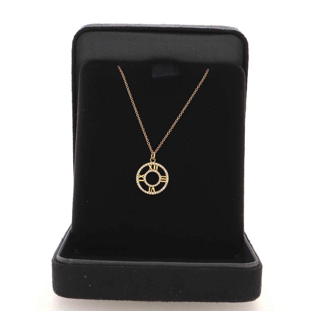 Atlas Open Medallion Pendant Necklace 18K Yellow Gold with Diamonds Small
