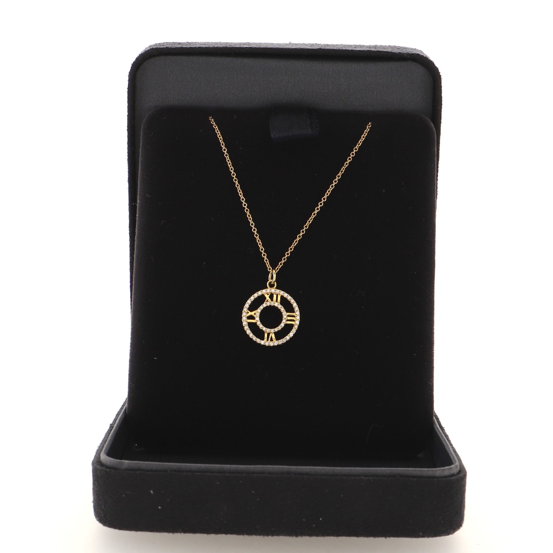 Atlas Open Medallion Pendant Necklace 18K Yellow Gold with Diamonds Small