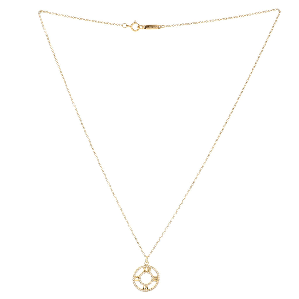 Atlas Open Medallion Pendant Necklace 18K Yellow Gold with Diamonds Small