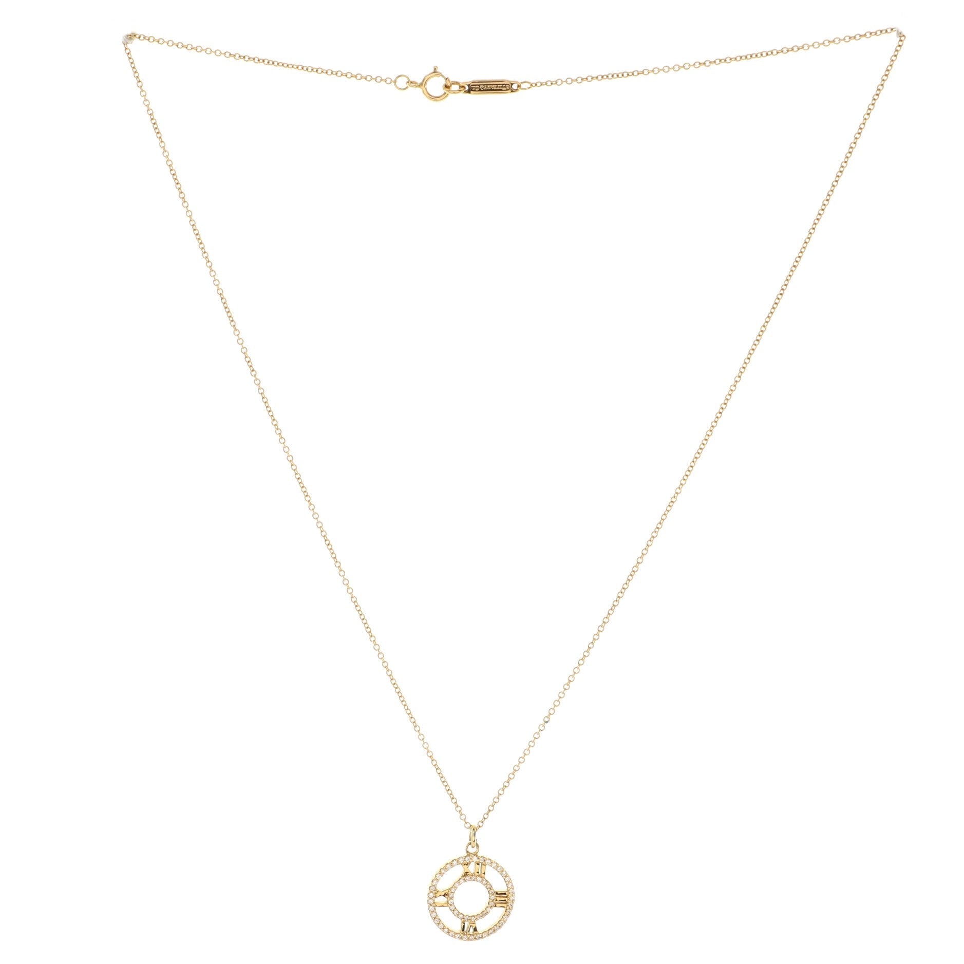 Atlas Open Medallion Pendant Necklace 18K Yellow Gold with Diamonds Small