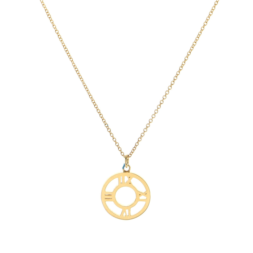 Atlas Open Medallion Pendant Necklace 18K Yellow Gold with Diamonds Small