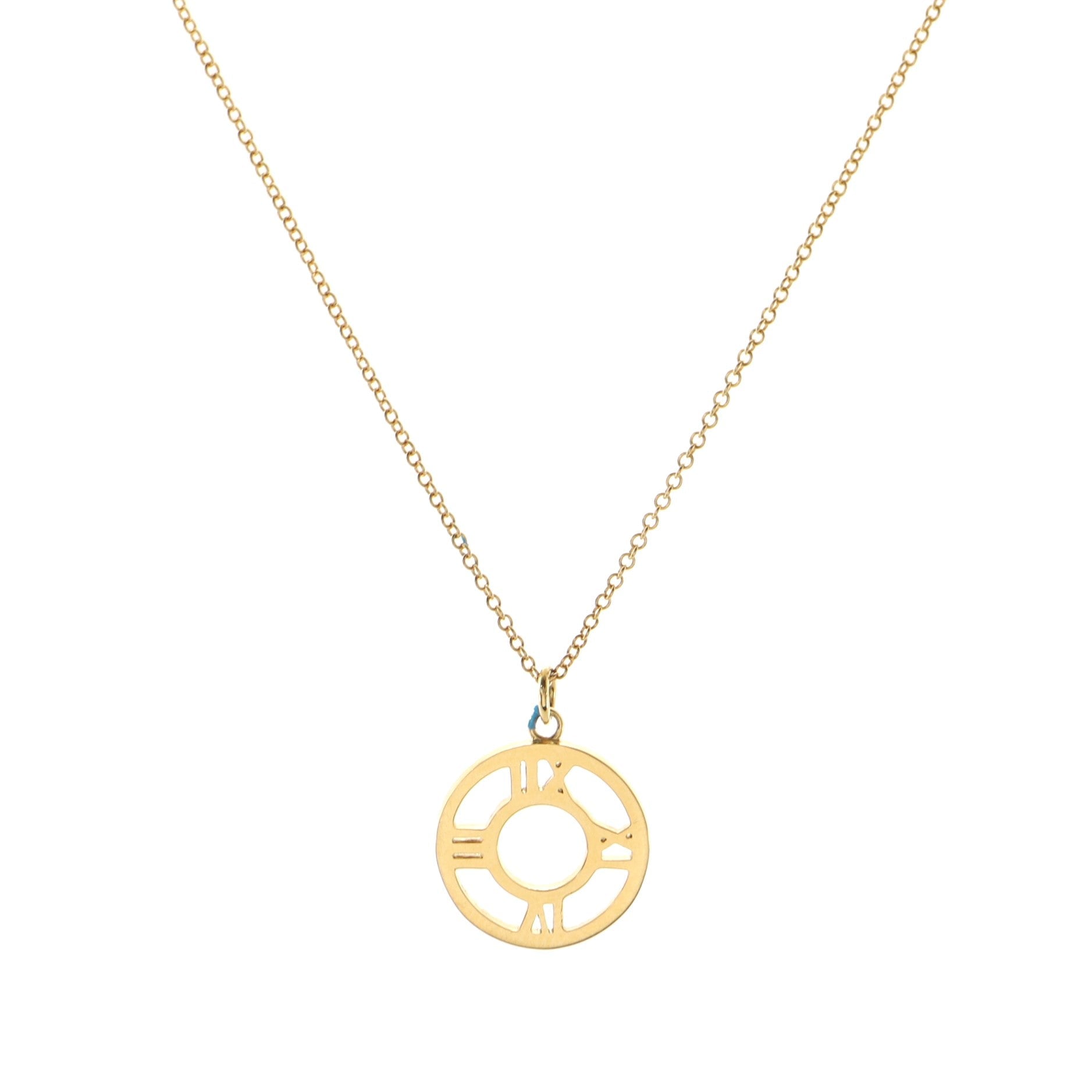 Atlas Open Medallion Pendant Necklace 18K Yellow Gold with Diamonds Small