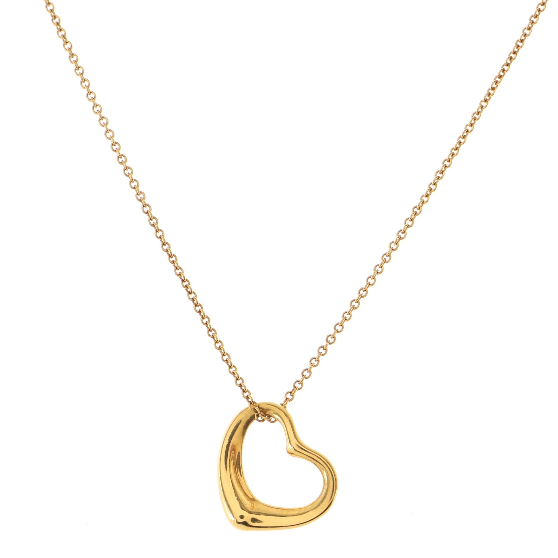 Elsa Peretti Open Heart Pendant Necklace 18K Yellow Gold 16mm