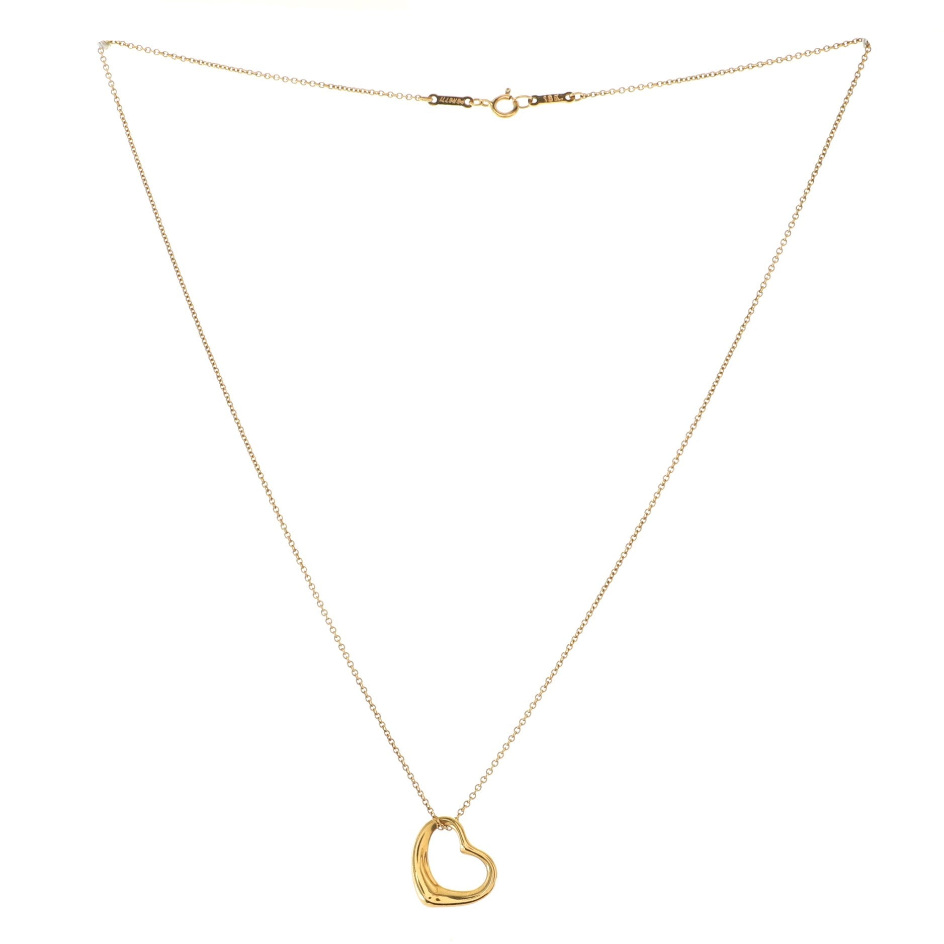 Elsa Peretti Open Heart Pendant Necklace 18K Yellow Gold 16mm