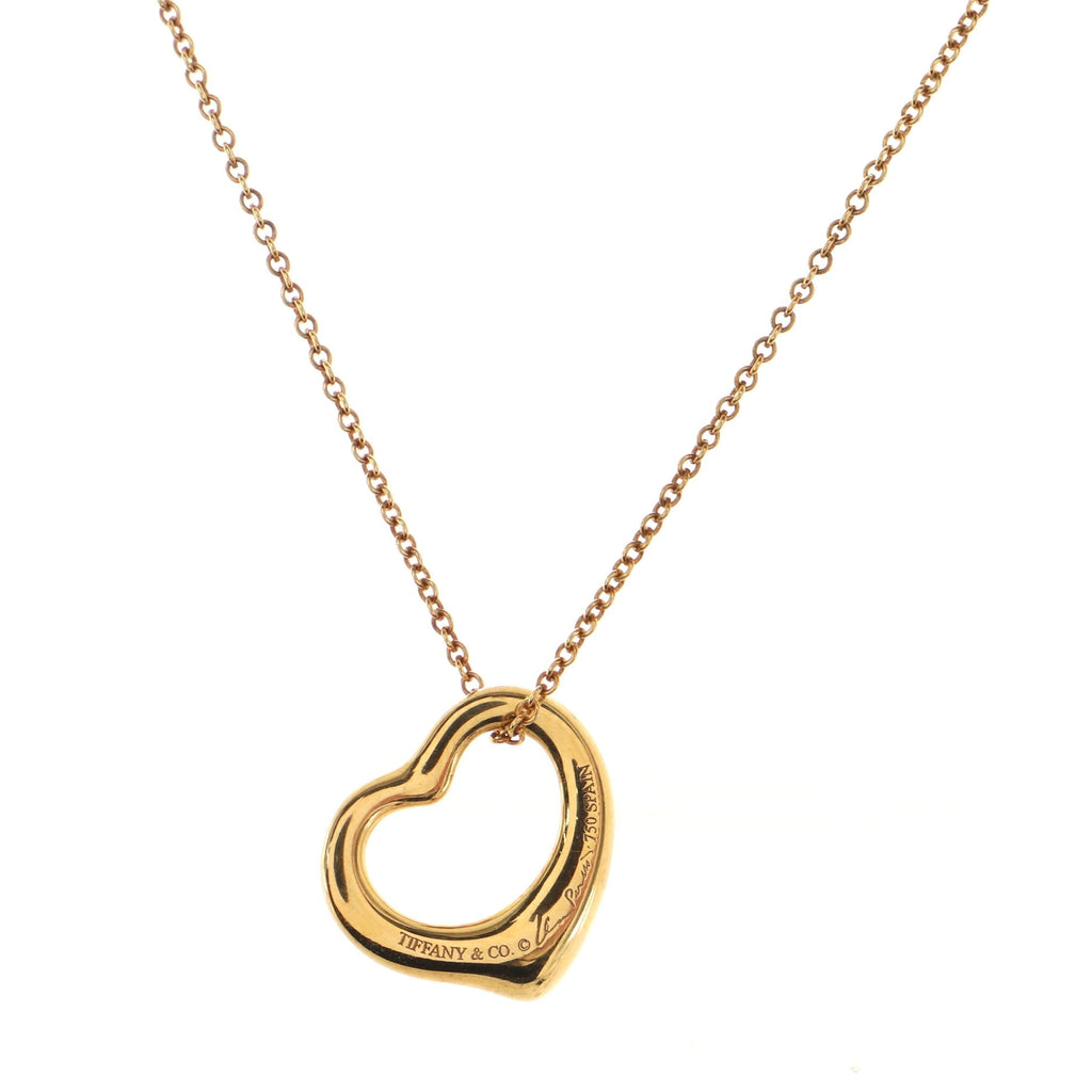 Elsa Peretti Open Heart Pendant Necklace 18K Yellow Gold 16mm
