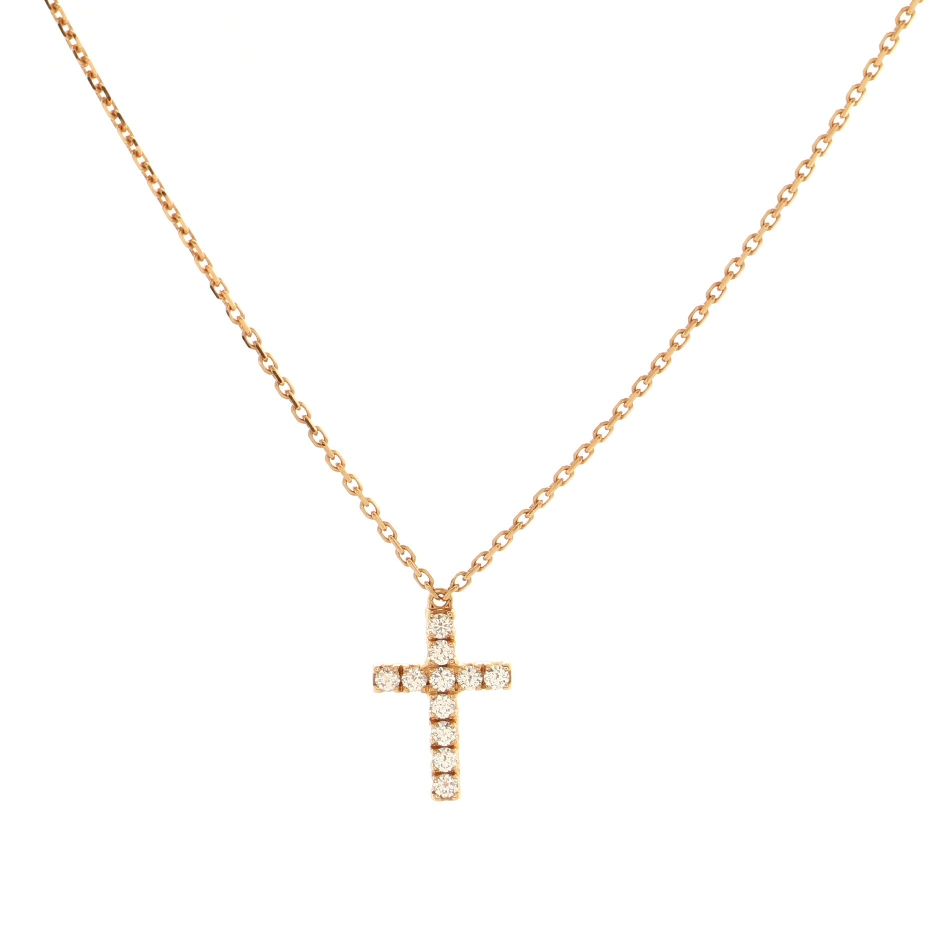 Cross Pendant Necklace 18K Rose Gold with Diamonds