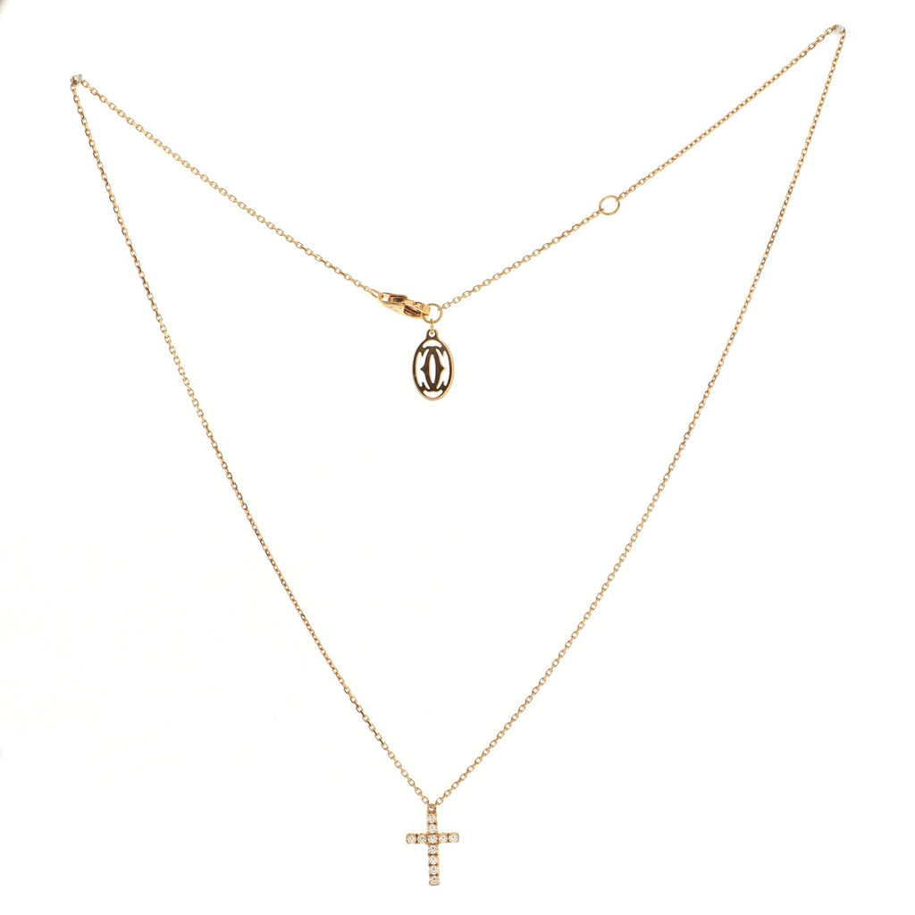 Cross Pendant Necklace 18K Rose Gold with Diamonds