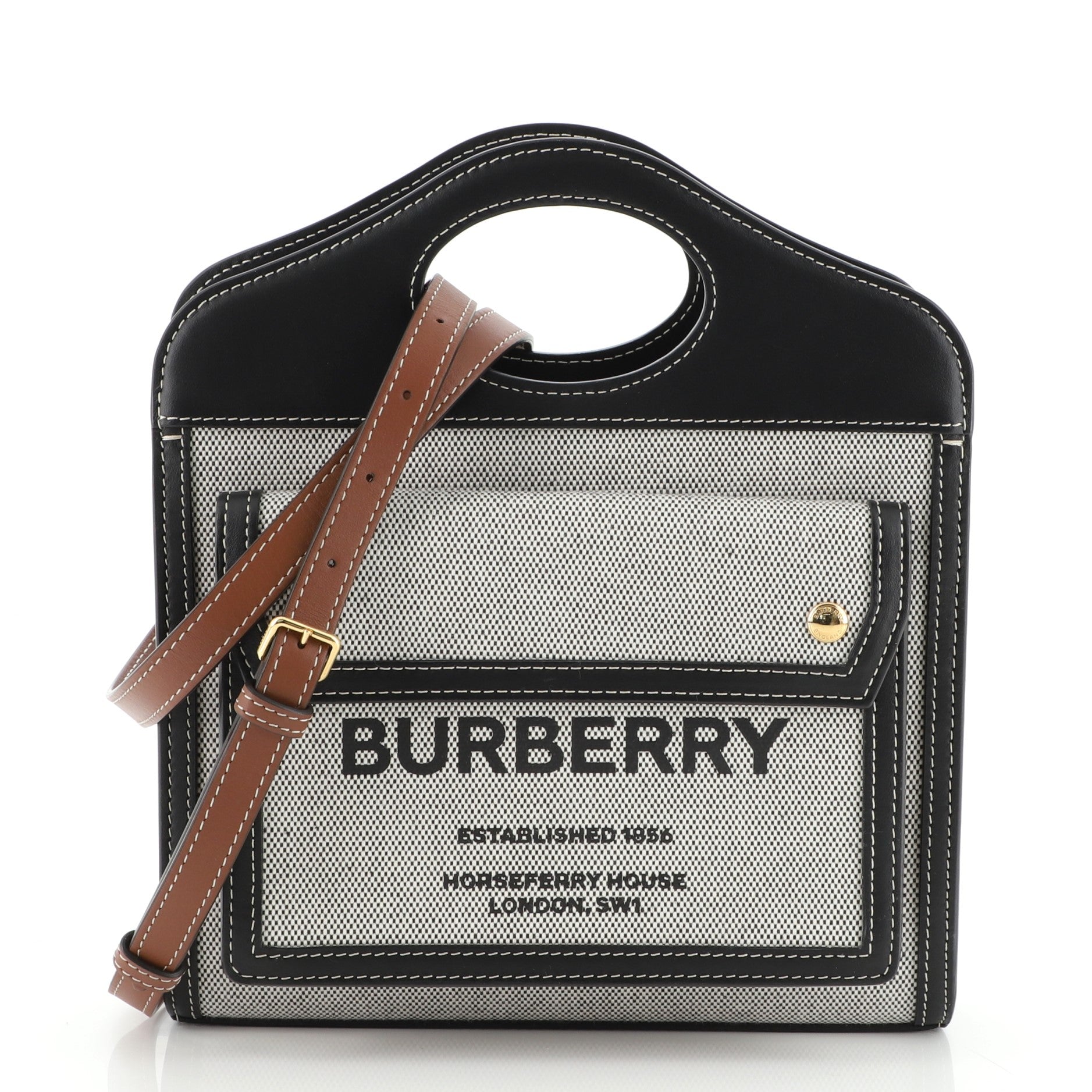 Logo Pocket Tote Canvas with Leather Mini