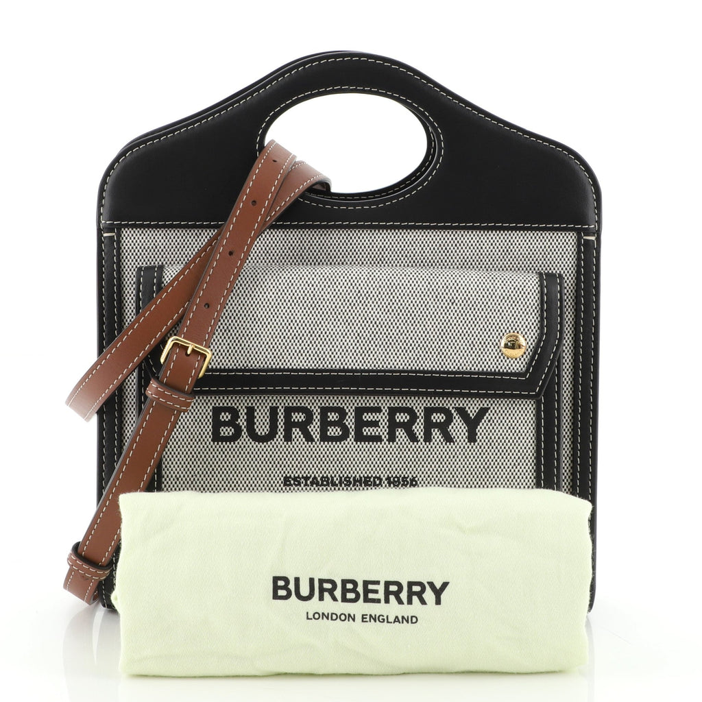 Logo Pocket Tote Canvas with Leather Mini