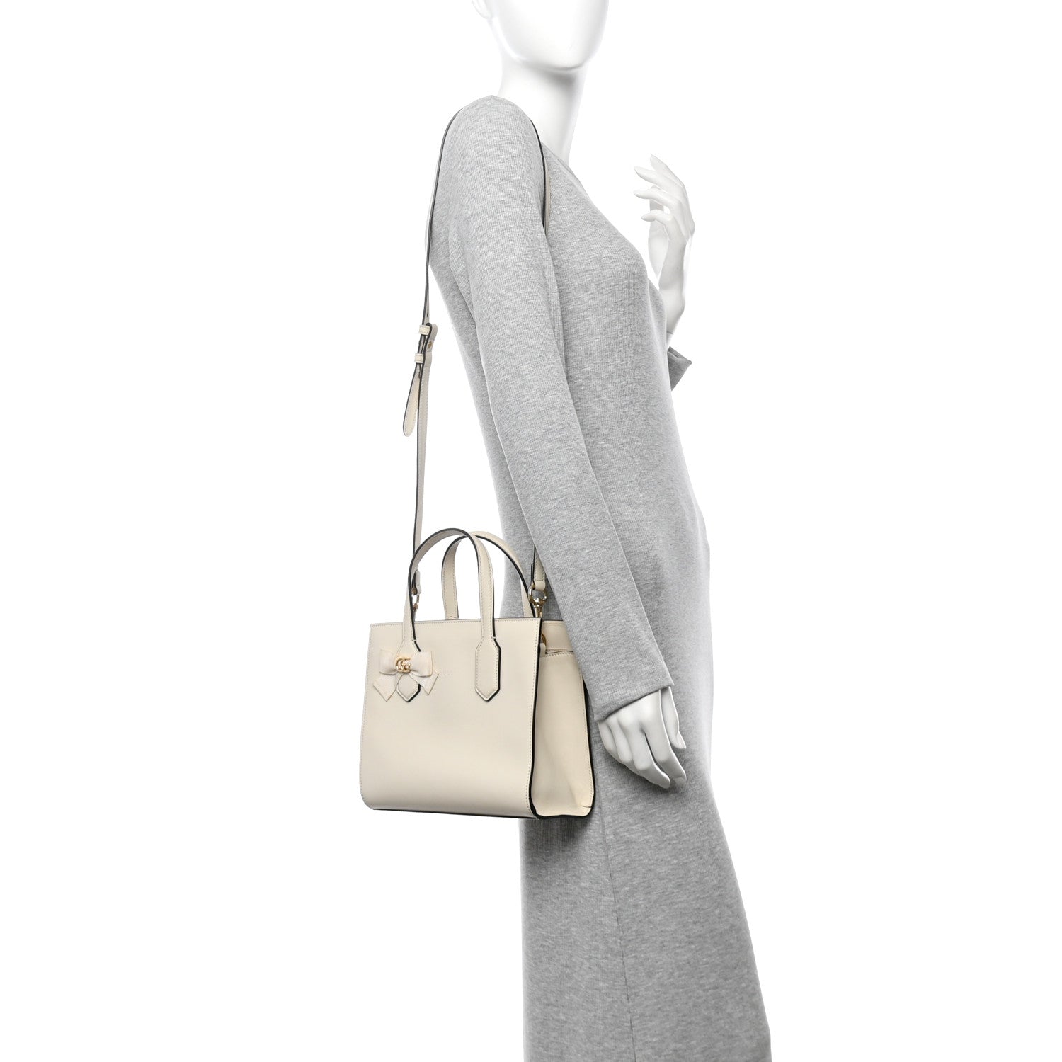 Calfskin Marmont Ribbon Top Handle Bag White