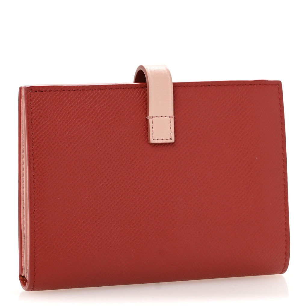 Grained Calfskin Medium Multifunction Strap Wallet Scarlet
