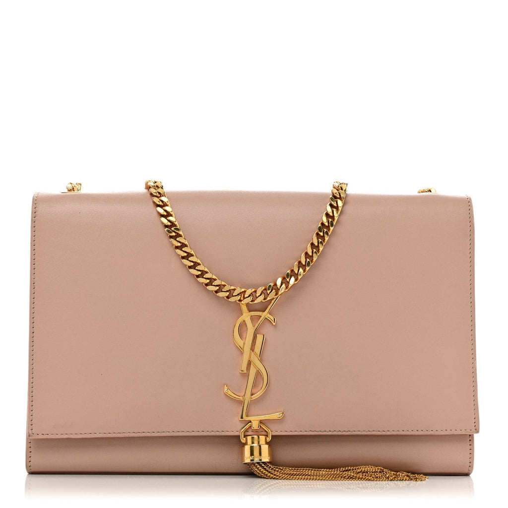 Smooth Calfskin Medium Classic Monogram Kate Tassel Satchel Pink