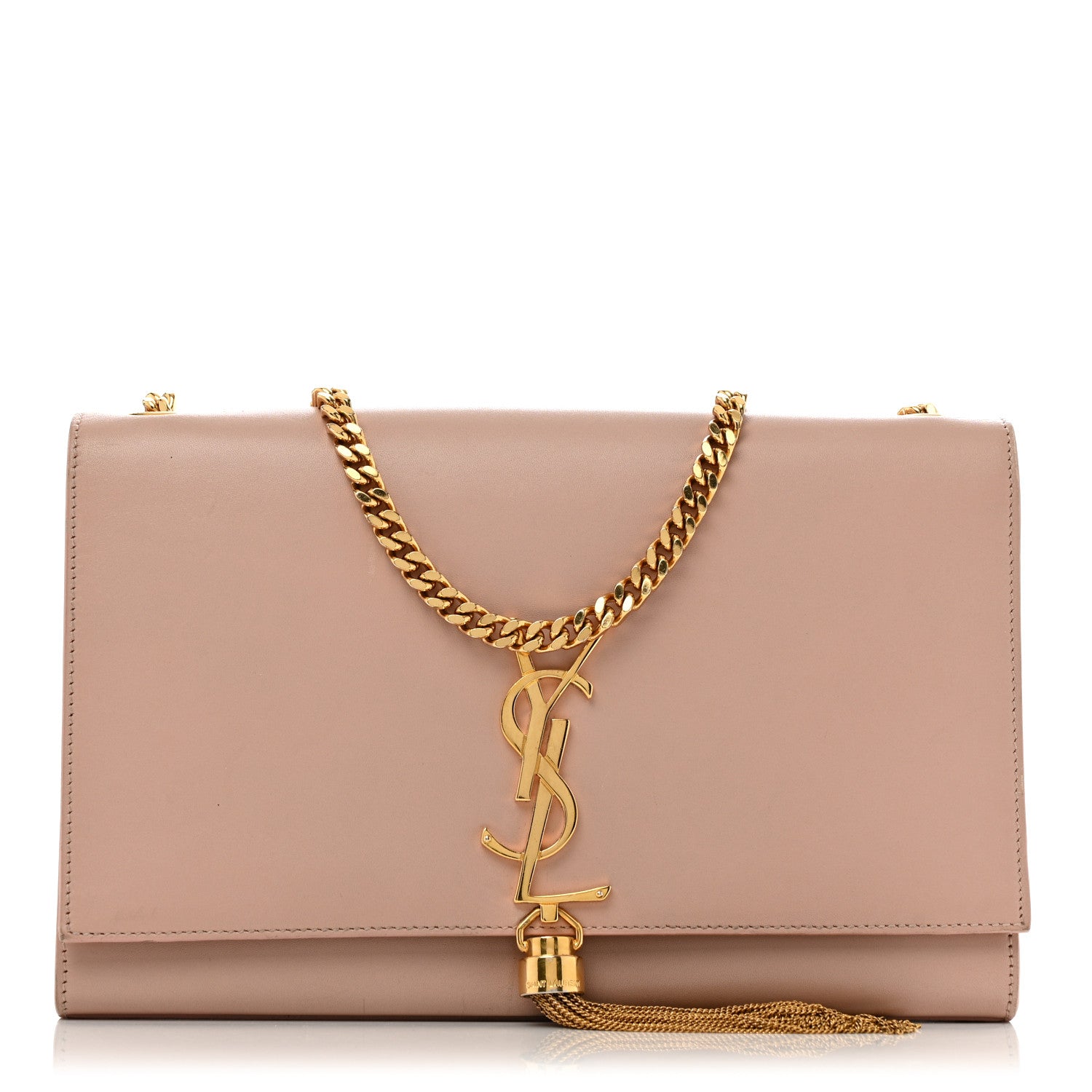 Smooth Calfskin Medium Classic Monogram Kate Tassel Satchel Pink
