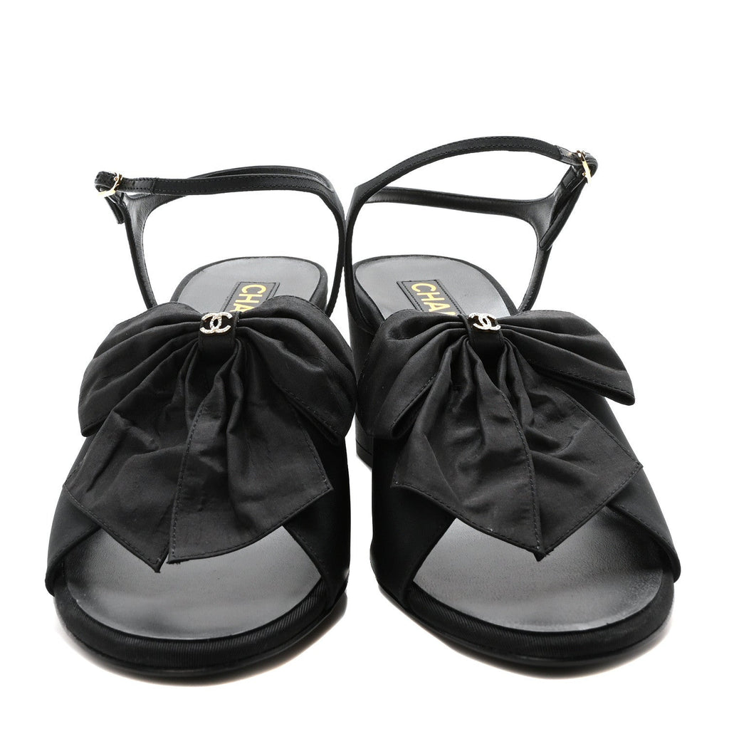 Silk Bow CC Platform Sandals 41 Black