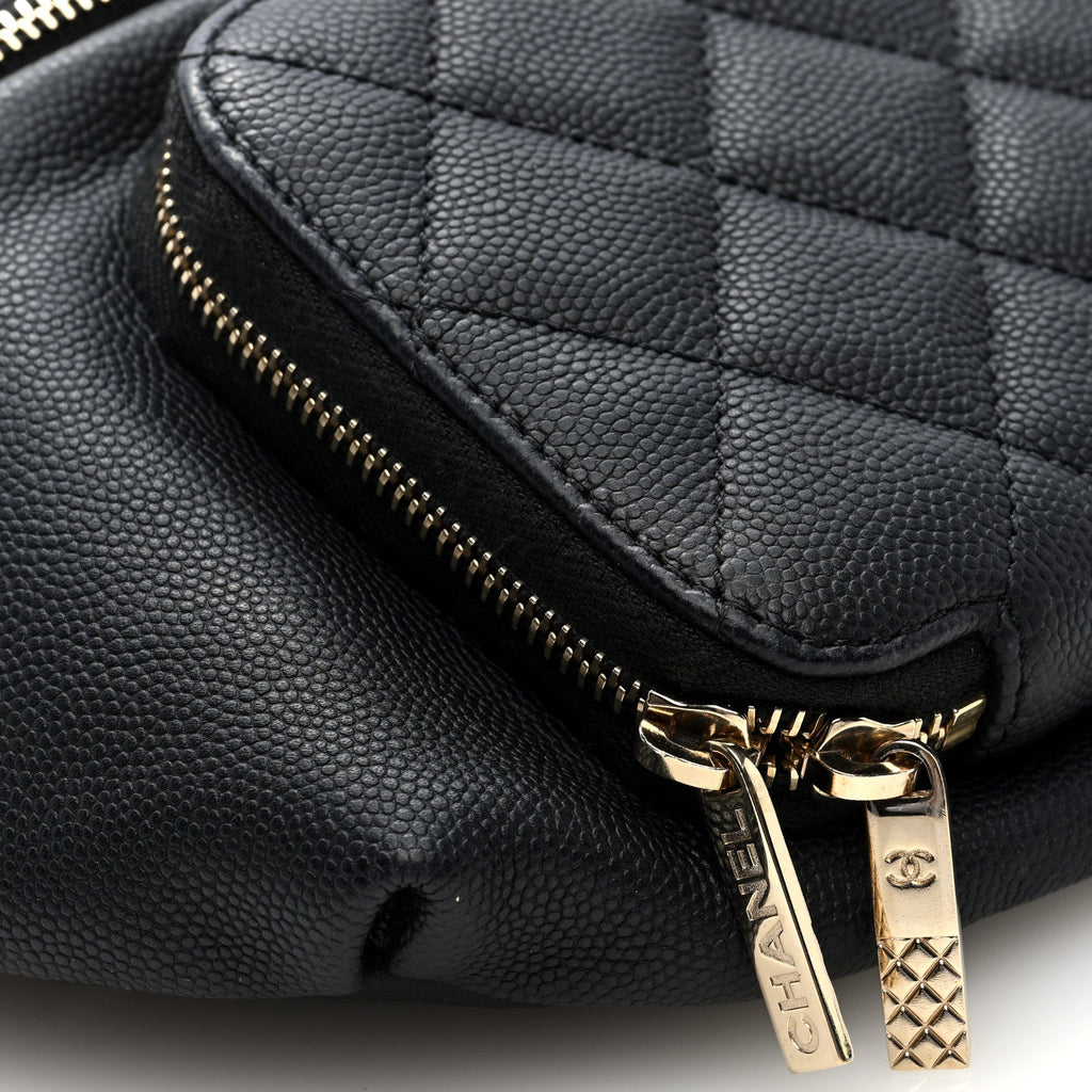 Caviar Quilted Business Affinity Waist Belt Bag Black