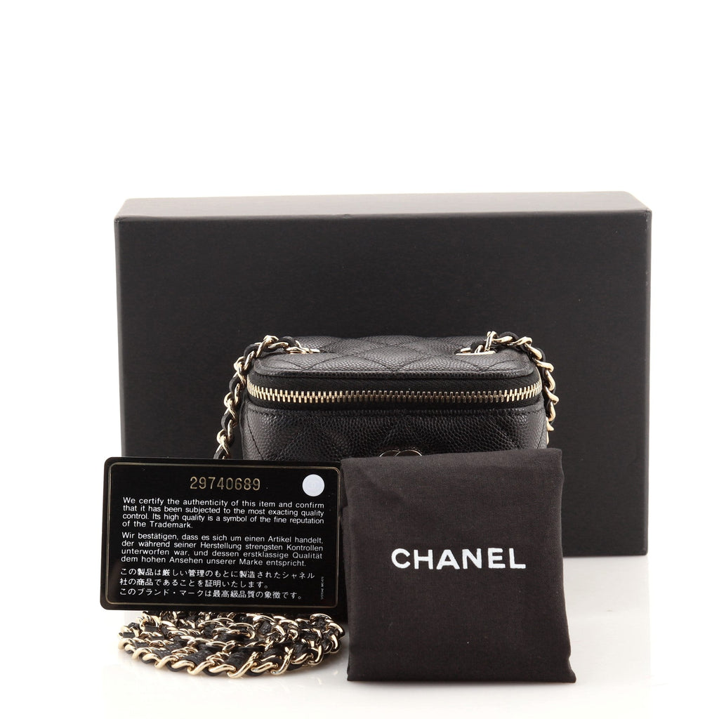 Classic Vanity Case with Chain Quilted Caviar Mini
