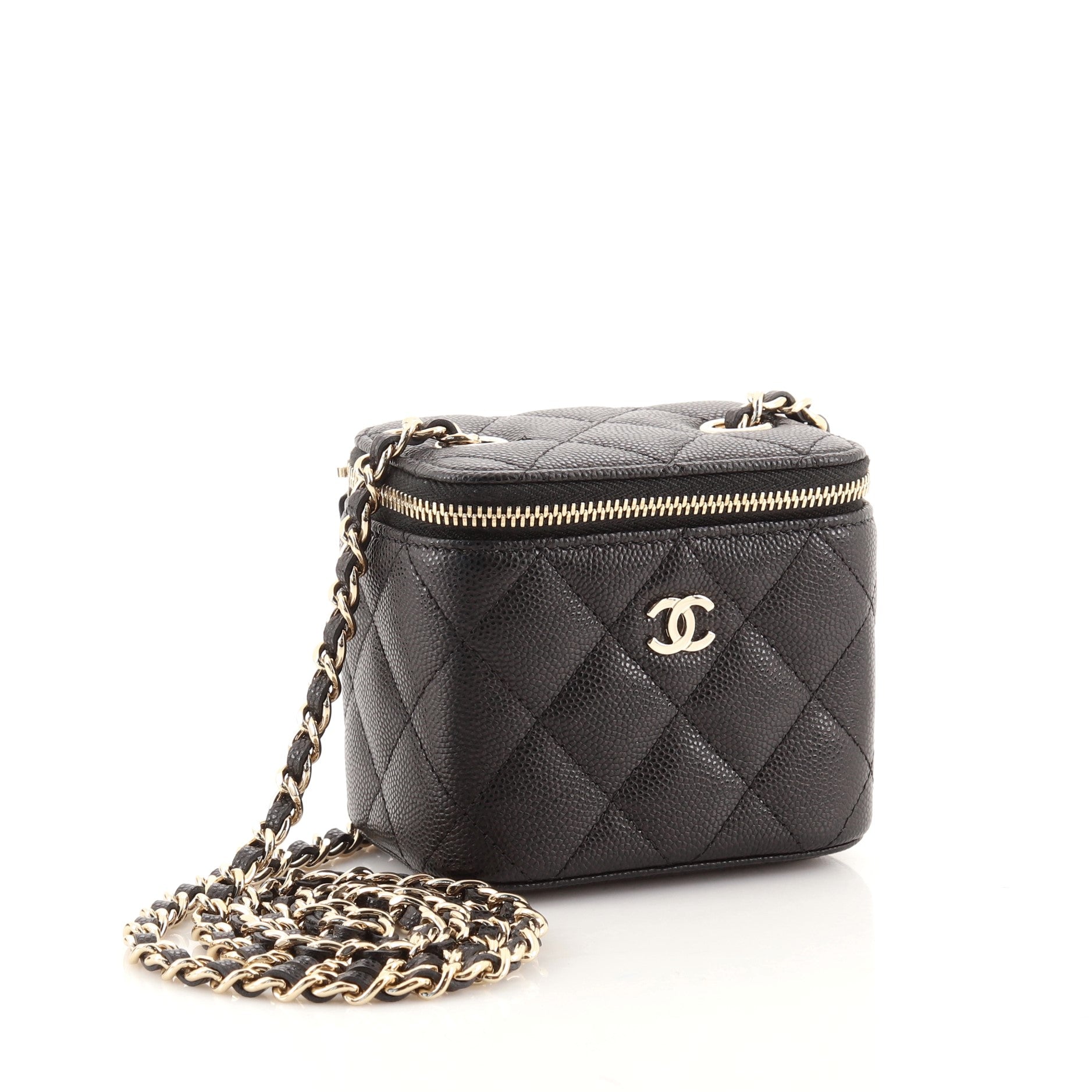 Classic Vanity Case with Chain Quilted Caviar Mini