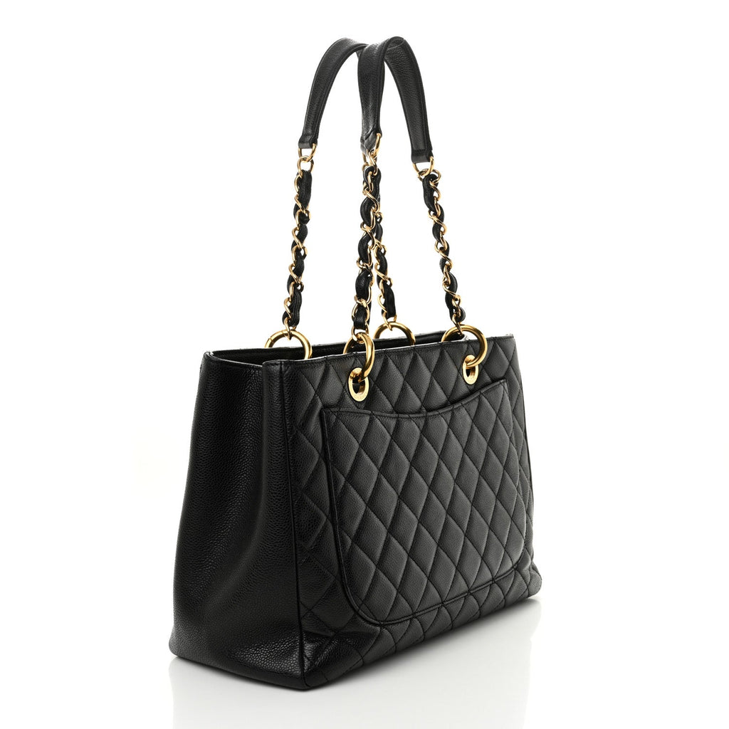 Caviar Quilted Grand Shopping Tote GST Black