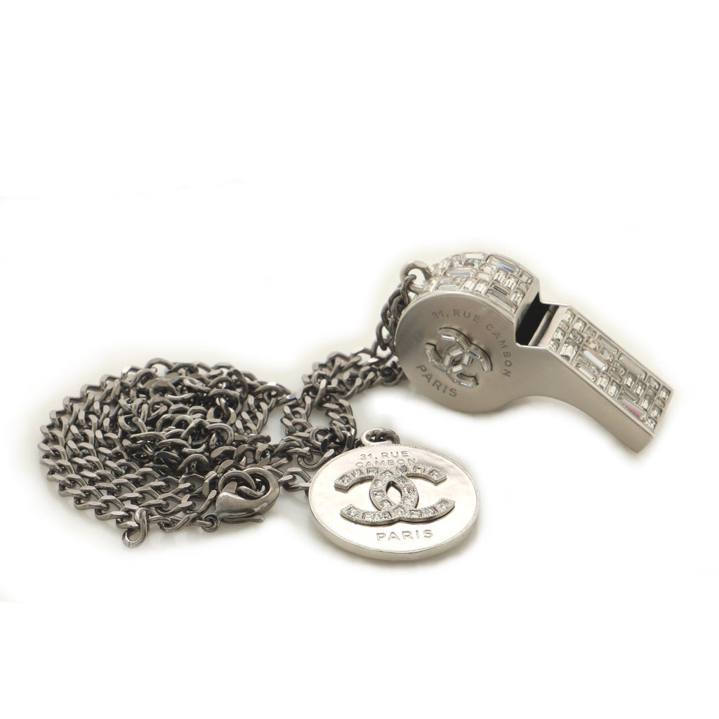 CC Whistle Pendant Necklace Metal with Crystals